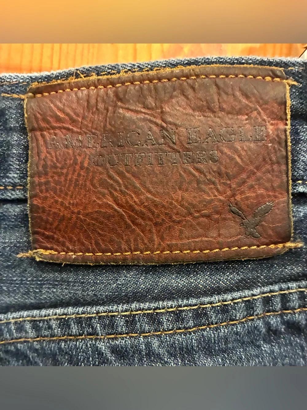 American Eagle Button Fly Blue Jeans Skinny Straight Mens 36x32